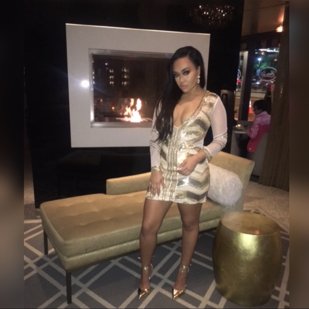 premium sequin embellished chevron plunge bodycon